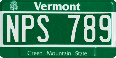 VT license plate NPS789