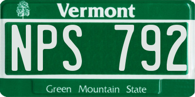 VT license plate NPS792