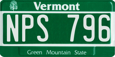 VT license plate NPS796