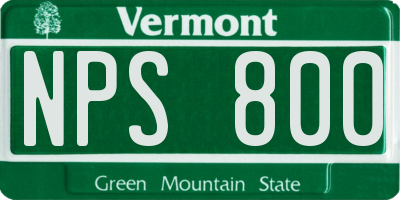 VT license plate NPS800