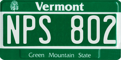 VT license plate NPS802
