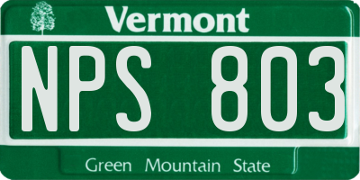 VT license plate NPS803