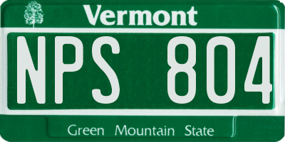 VT license plate NPS804