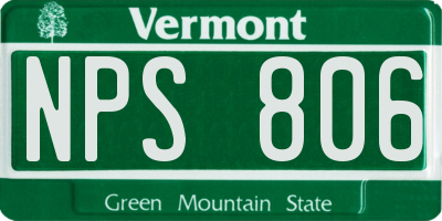 VT license plate NPS806