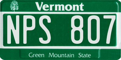 VT license plate NPS807