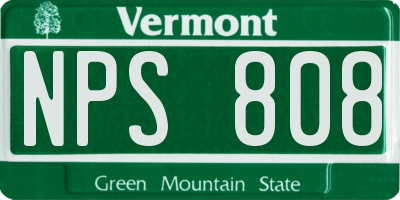 VT license plate NPS808