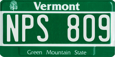 VT license plate NPS809