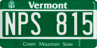 VT license plate NPS815