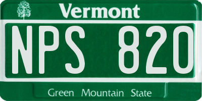 VT license plate NPS820