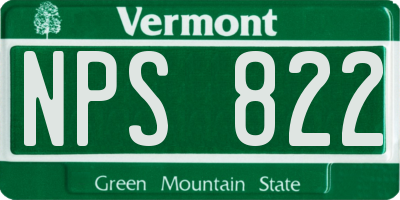 VT license plate NPS822