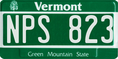 VT license plate NPS823