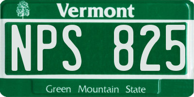 VT license plate NPS825
