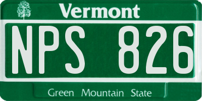VT license plate NPS826