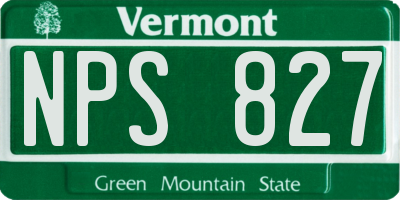 VT license plate NPS827