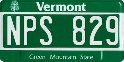 VT license plate NPS829
