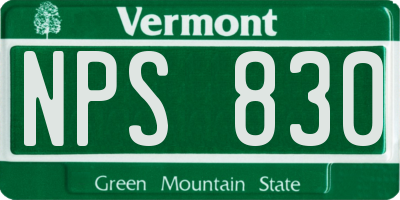 VT license plate NPS830