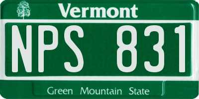 VT license plate NPS831