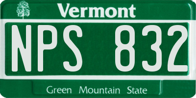 VT license plate NPS832