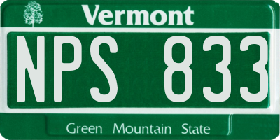 VT license plate NPS833