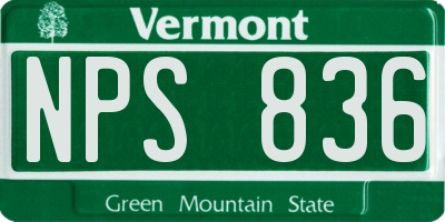 VT license plate NPS836