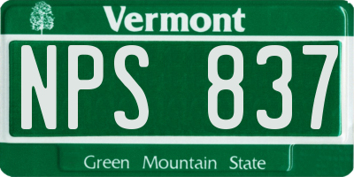 VT license plate NPS837
