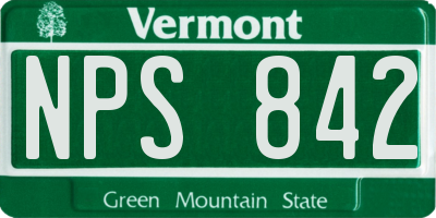 VT license plate NPS842