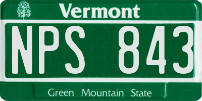 VT license plate NPS843