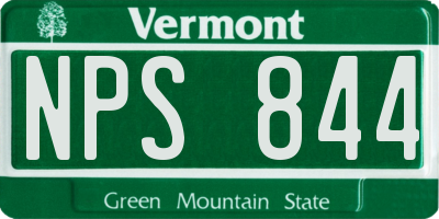 VT license plate NPS844