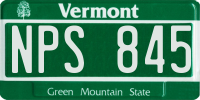 VT license plate NPS845