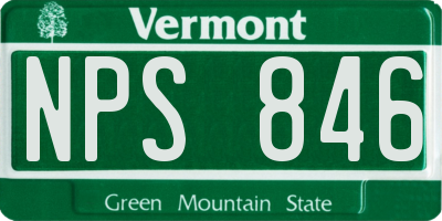 VT license plate NPS846