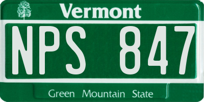VT license plate NPS847