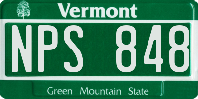 VT license plate NPS848