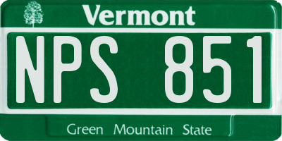 VT license plate NPS851