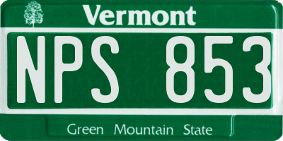 VT license plate NPS853