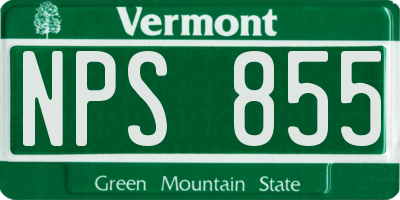 VT license plate NPS855
