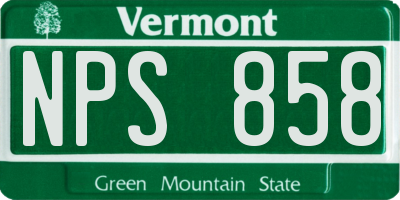 VT license plate NPS858