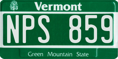 VT license plate NPS859