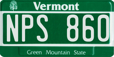 VT license plate NPS860
