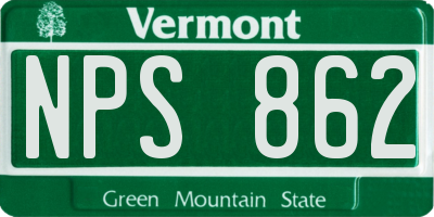 VT license plate NPS862