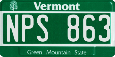 VT license plate NPS863