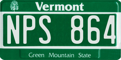 VT license plate NPS864