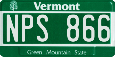 VT license plate NPS866