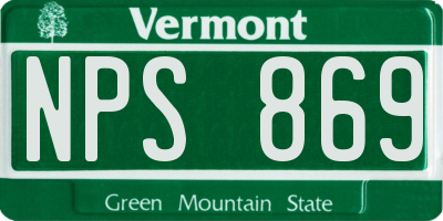 VT license plate NPS869