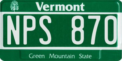 VT license plate NPS870