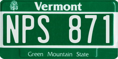 VT license plate NPS871