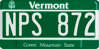 VT license plate NPS872