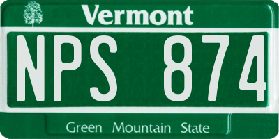 VT license plate NPS874