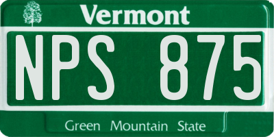 VT license plate NPS875