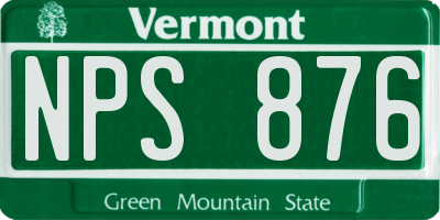VT license plate NPS876