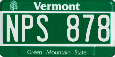 VT license plate NPS878